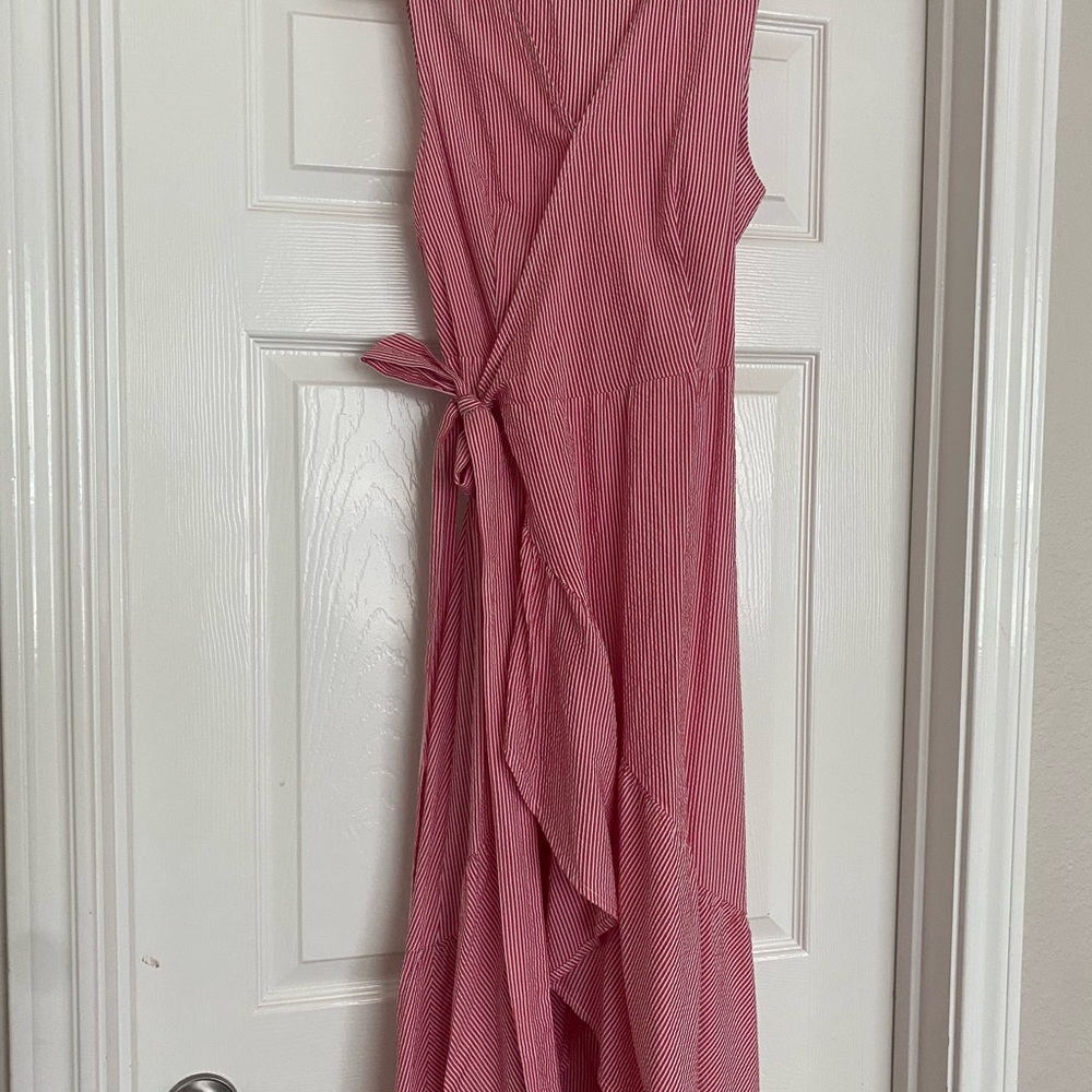 High low striped red dress.
